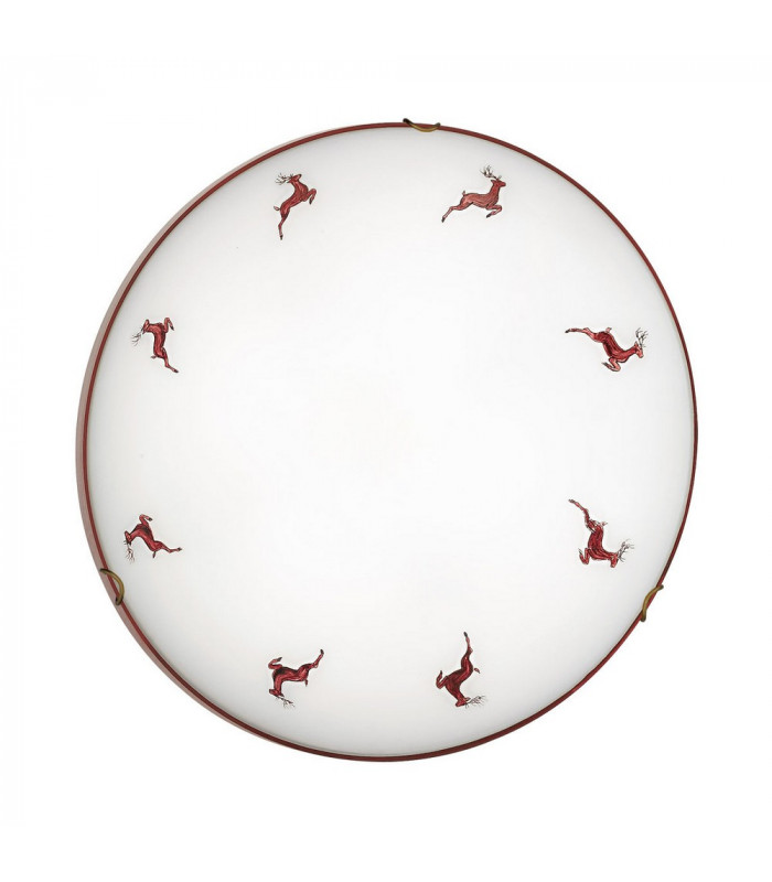 Cottage Style Glass Patterned Flush Ceiling Lamp Antique Brass