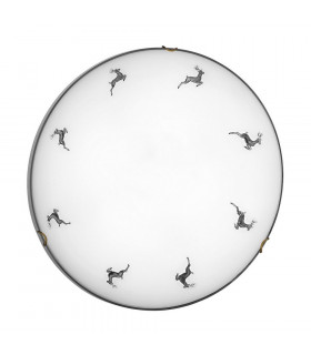 Cottage Style Glass Patterned Flush Ceiling Lamp Antique Brass