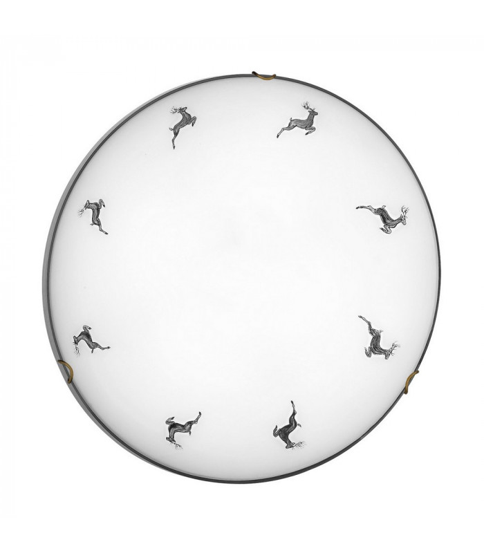 Cottage Style Glass Patterned Flush Ceiling Lamp Antique Brass