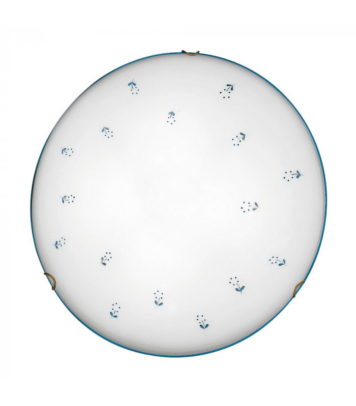 Cottage Style Glass Patterned Flush Ceiling Lamp Antique Brass