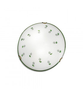 Cottage Style Glass Patterned Flush Ceiling Lamp Antique Brass