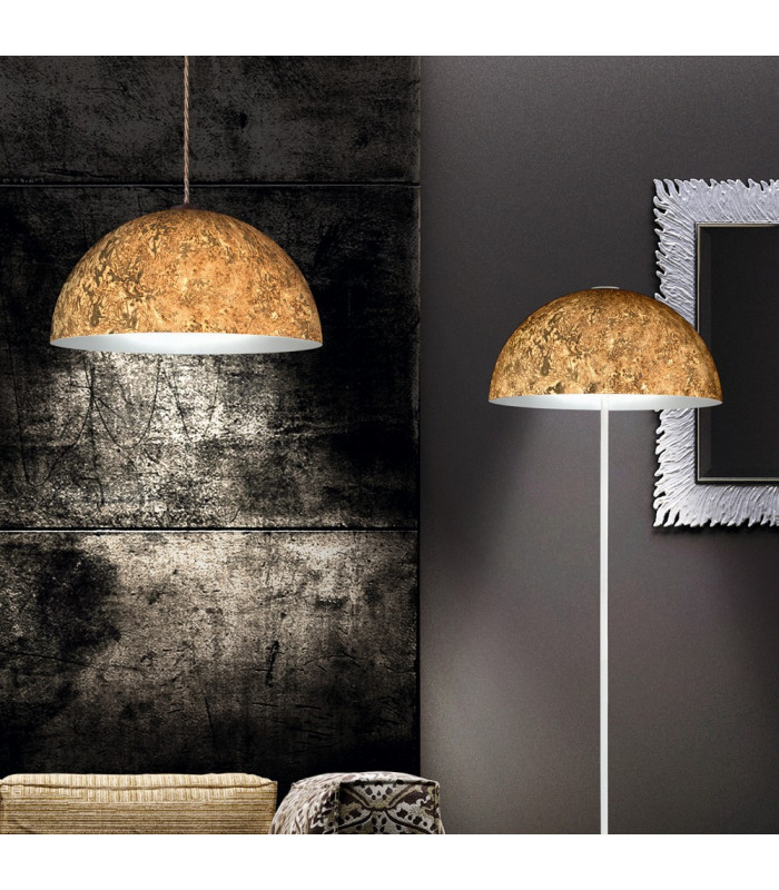 Designer Metal Dome Pendant Light - Vintage Gold Finish, 1x E27