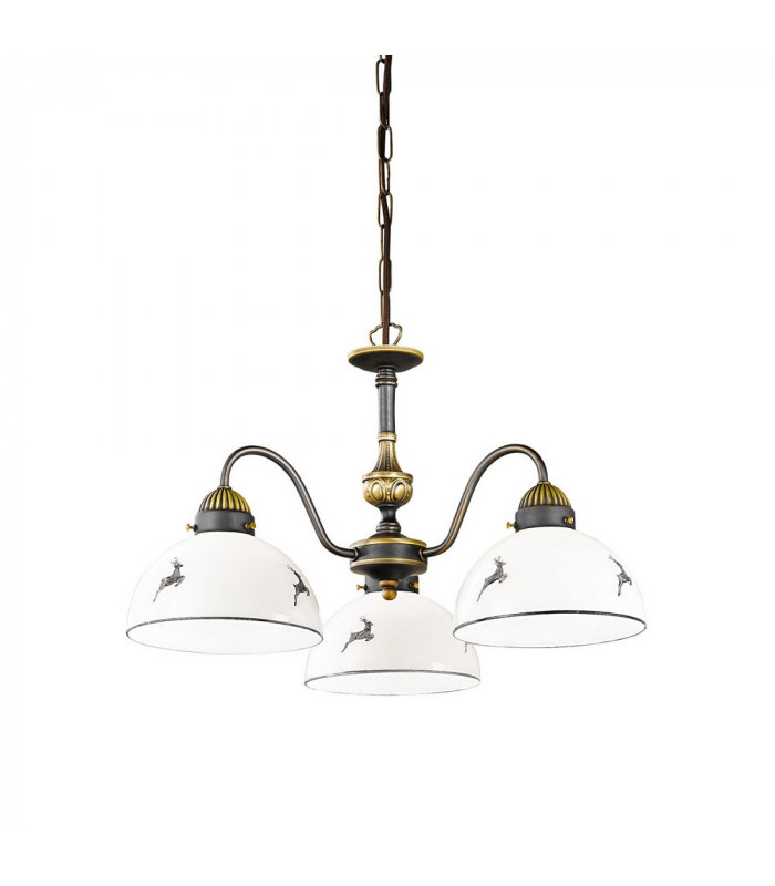 Cottage Style 3 Arm Chandelier Matt Antique Brass
