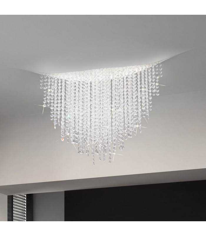 Integrated LED Designer Crystal Ceiling Light White Matt
