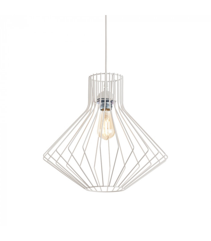 Decorative Wire Frame Pendant White, E27