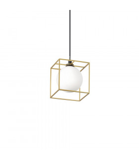 Decorative Cube Wire Frame Pendant Brass Ant, G9