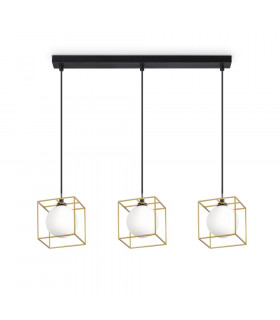 Decorative Triple Cube Wire Frame Pendant Brass Ant, G9