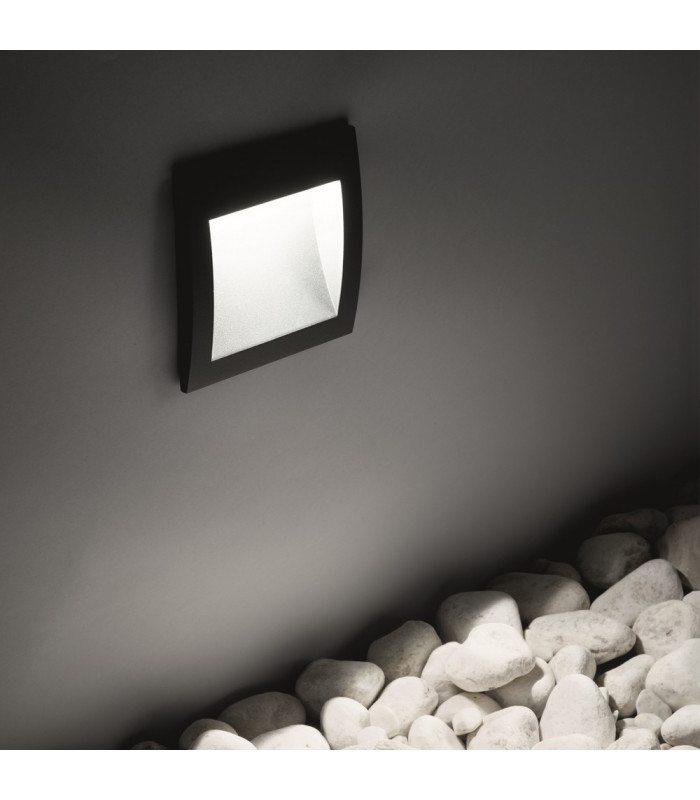 LED Outdoor Square Recessed Wall Light Anthracite IP65, 3000K