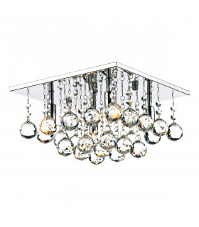 Crystal 300mm G9 Square Flush Ceiling Light Polished Chrome, 4x G9