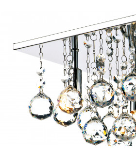 Crystal 300mm G9 Square Flush Ceiling Light Polished Chrome, 4x G9