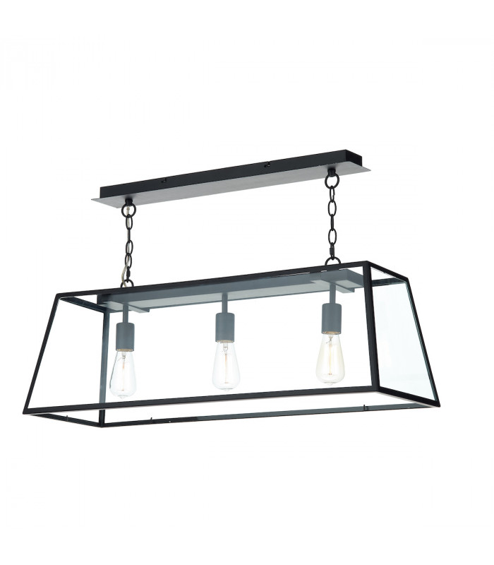 Straight Bar Pendant Light Black, 3x E27