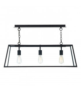 Straight Bar Pendant Light Black, 3x E27