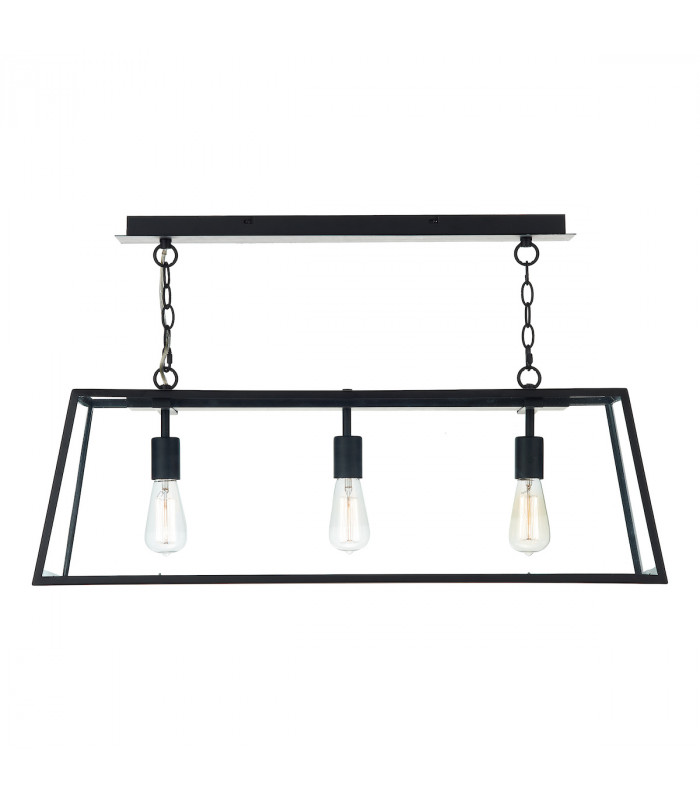 Straight Bar Pendant Light Black, 3x E27