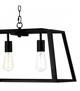 Straight Bar Pendant Light Black, 5x E27