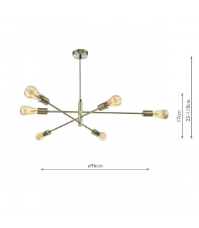 Pendant Light Antique Brass, 6x E27