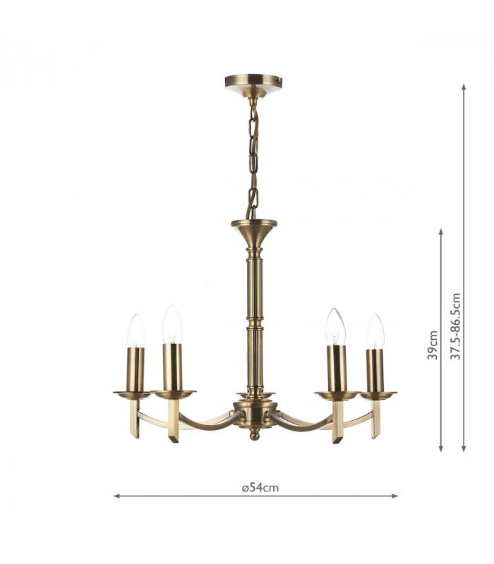 Dual Mount Pendant Light Antique Brass, 5x E14