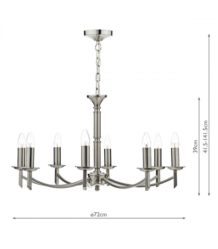 Dual Mount Pendant Light Satin Chrome, 8x E14