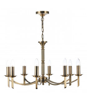 Dual Mount Pendant Light Antique Brass, 8x E14