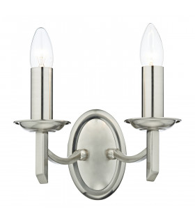Candle Double Wall Light Satin Chrome