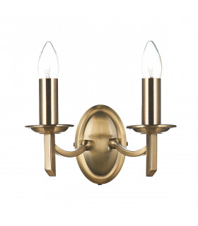 Candle Double Wall Light Antique Brass