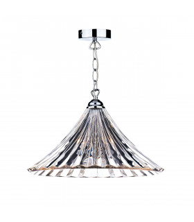 Dome Large Pendant Light Clear Glass Polished Chrome, 1x E27