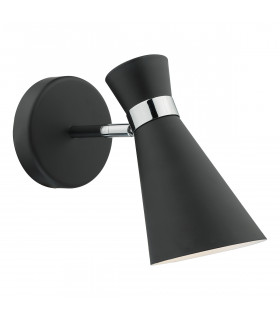 Single Spotlight Wall Light Matt Black & Polished Chrome