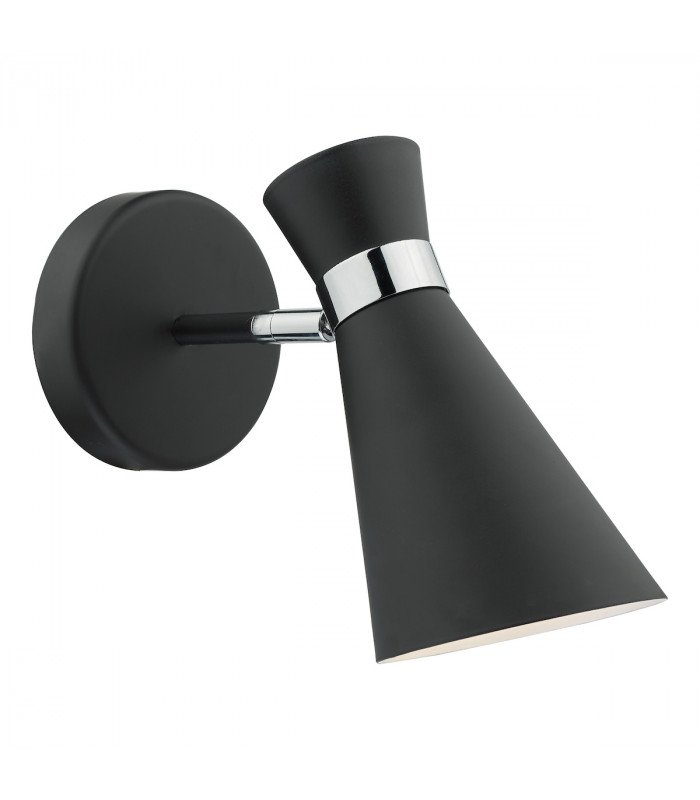 Single Spotlight Wall Light Matt Black & Polished Chrome