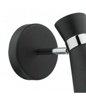 Single Spotlight Wall Light Matt Black & Polished Chrome