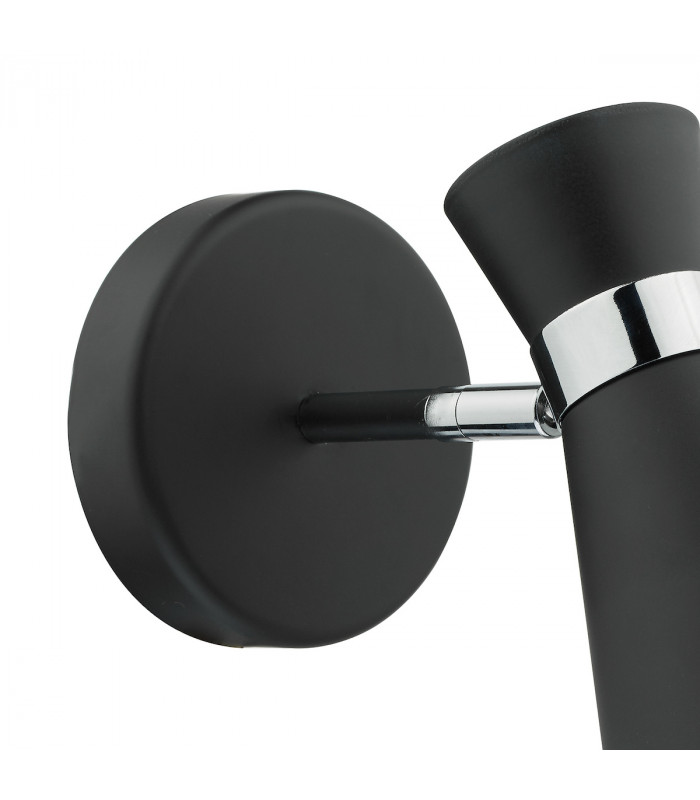 Single Spotlight Wall Light Matt Black & Polished Chrome