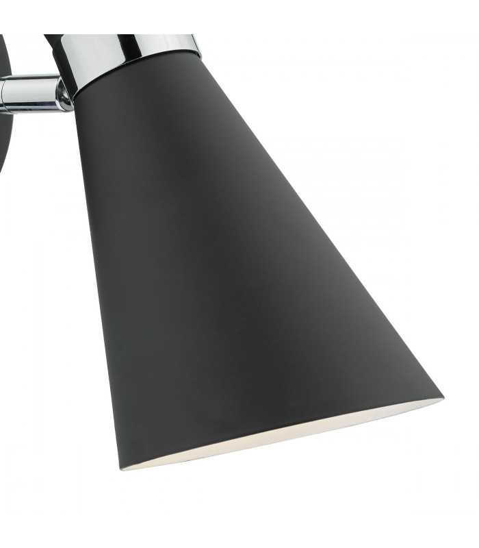 Single Spotlight Wall Light Matt Black & Polished Chrome