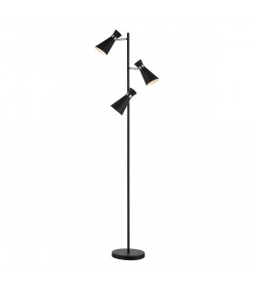 Floor Lamp Matt Black & Polished Chrome, 3x E14