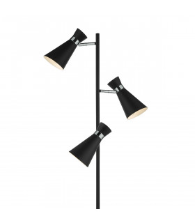 Floor Lamp Matt Black & Polished Chrome, 3x E14