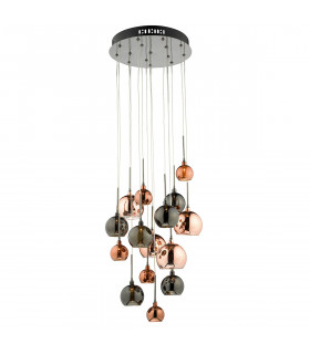 Cluster Pendant Light with Copper & Bronze Glass Shades, 15x G4