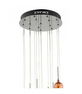 Cluster Pendant Light with Copper & Bronze Glass Shades, 15x G4