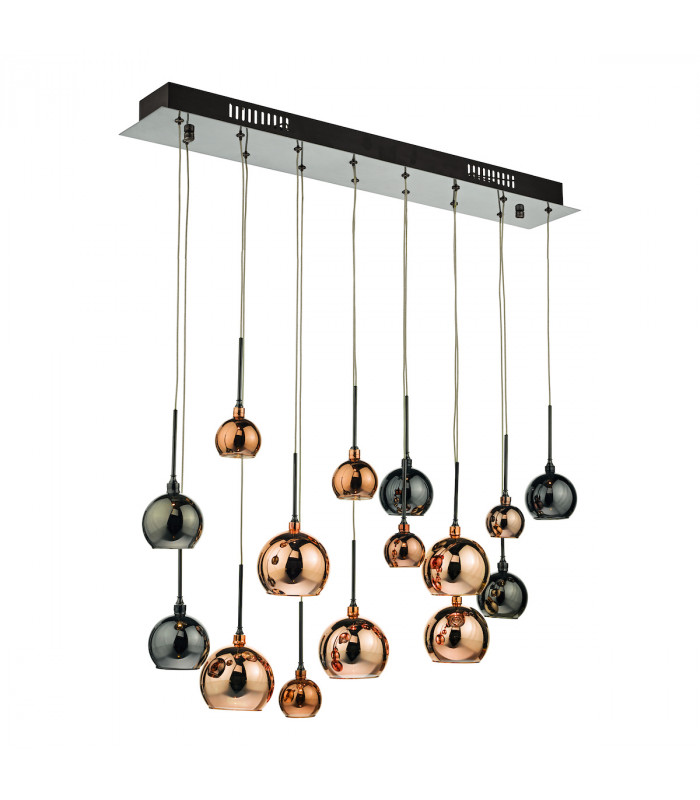 Bar Pendant Light Black Chrome & Multi Colour, 15x G4