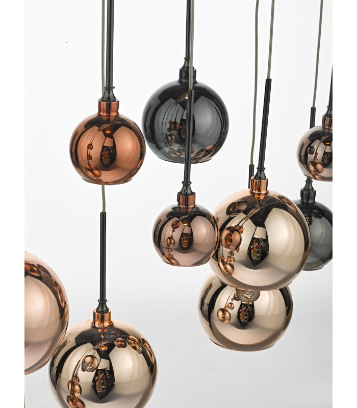 Bar Pendant Light Black Chrome & Multi Colour, 15x G4