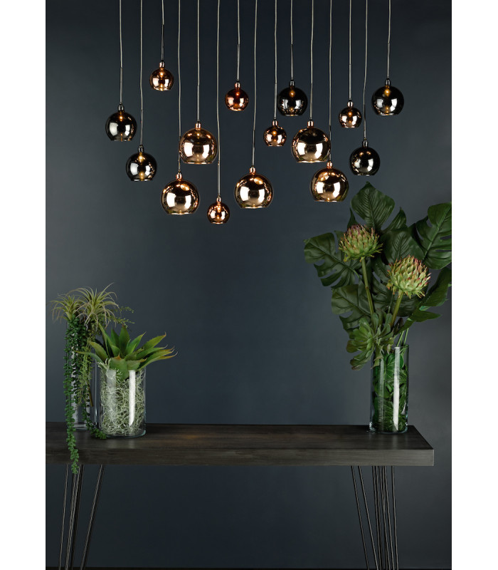 Bar Pendant Light Black Chrome & Multi Colour, 15x G4