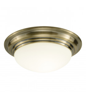 Round Flush Ceiling Light Bowl Large Antique Brass IP44