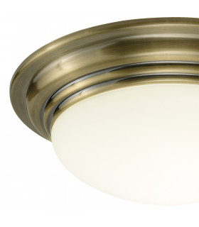 Round Flush Ceiling Light Bowl Large Antique Brass IP44