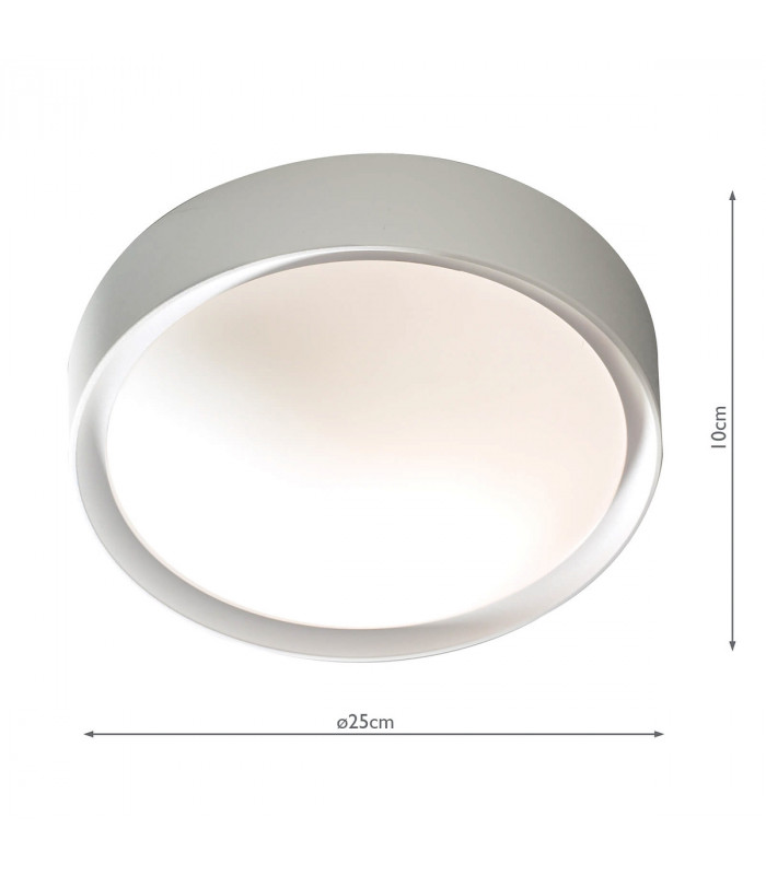 Simple Flush Ceiling Light White IP44, 1x E27