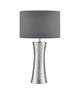 Table Lamp Silver with Round Drum Shade