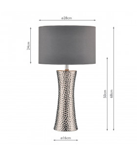 Table Lamp Silver with Round Drum Shade