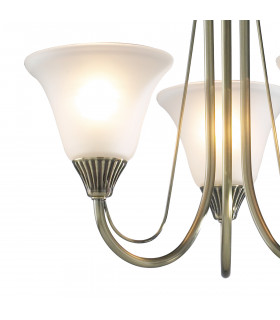 Semi Flush Ceiling Light Light Antique Brass complete with Glass, 3x E14