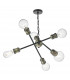 Pendant Light Black & Antique Brass, 6x E27