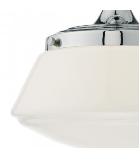 Semi Flush Ceiling Light Light Polished Chrome & Opal Glass IP44, 1x E27