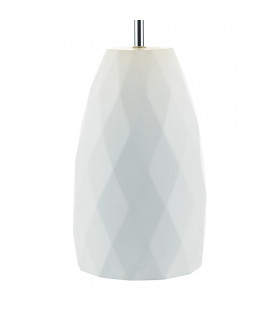 Table Lamp White Base with White Linen Round Drum Shade