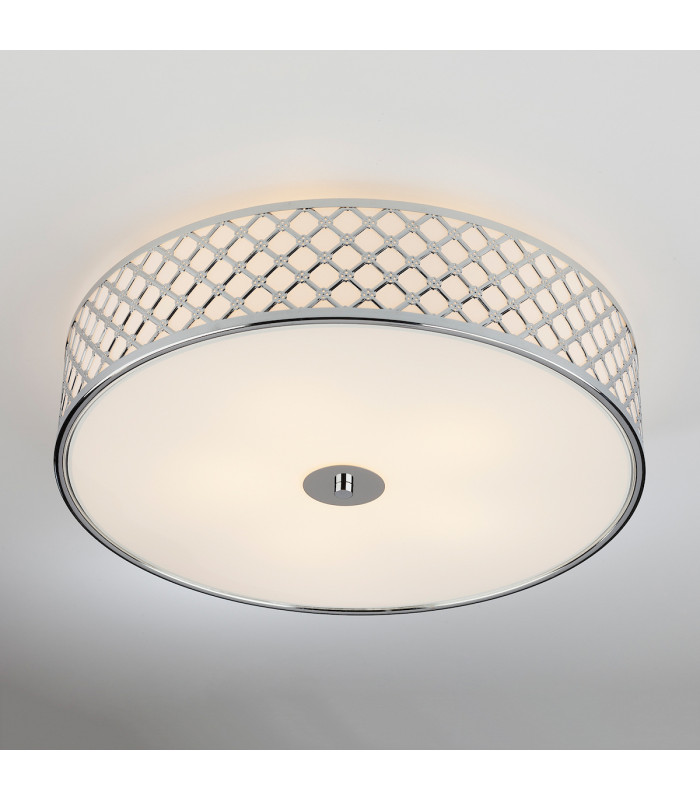 Cylindrical Flush Ceiling Light Large Polished Chrome, 5x E14