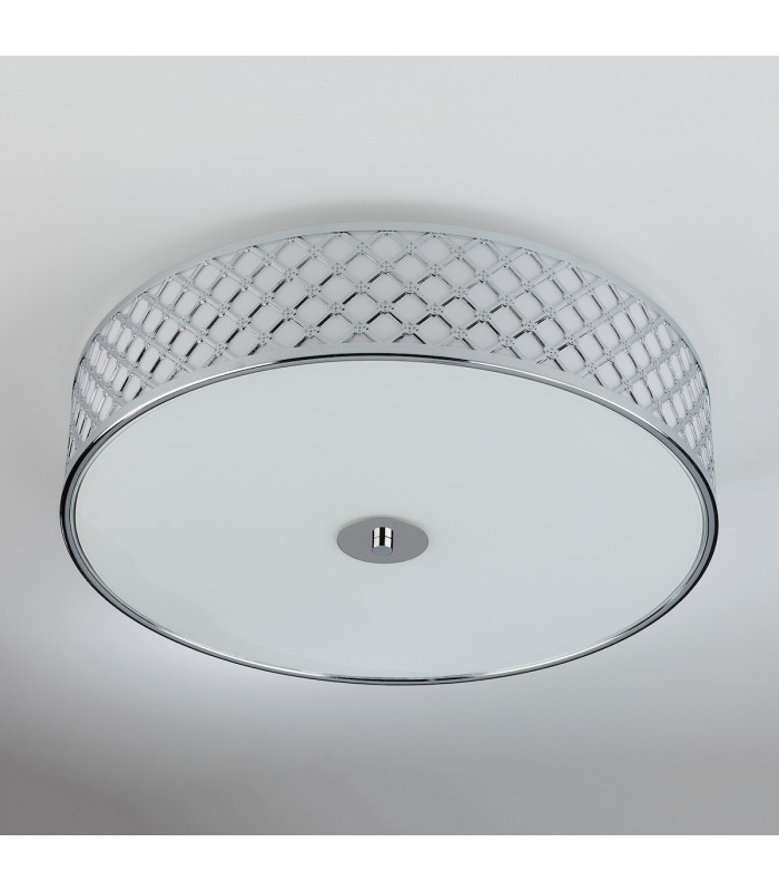 Cylindrical Flush Ceiling Light Large Polished Chrome, 5x E14