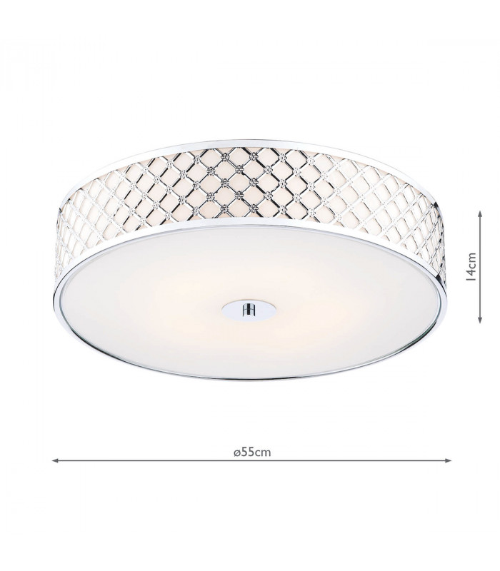 Cylindrical Flush Ceiling Light Large Polished Chrome, 5x E14