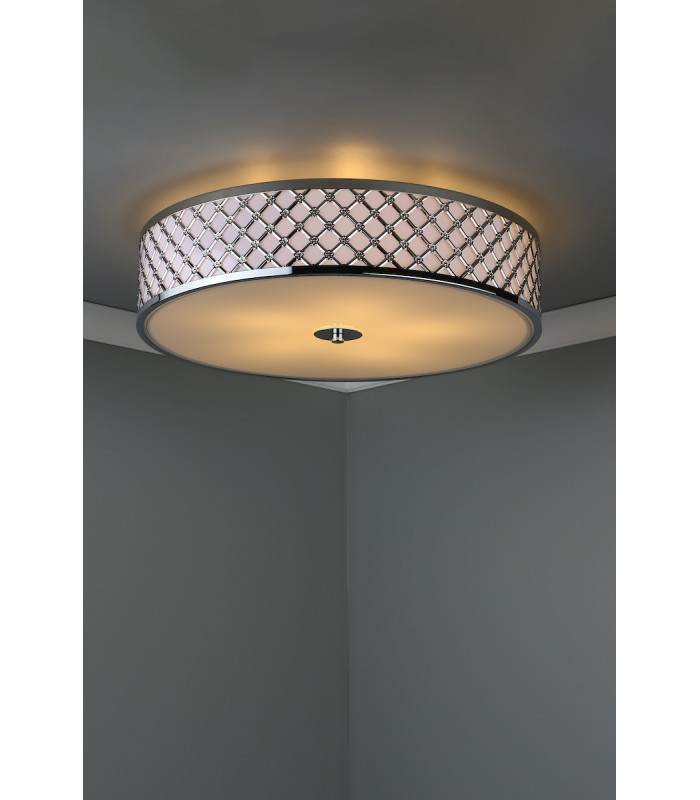 Cylindrical Flush Ceiling Light Large Polished Chrome, 5x E14